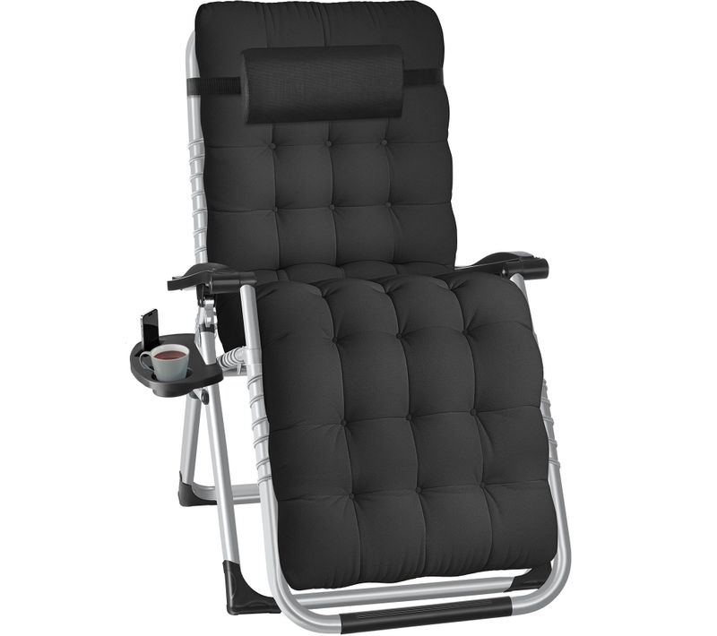 Bain De Soleil Pliable Réglable En Continu 84 X 168 X 82,5 Cm Noir