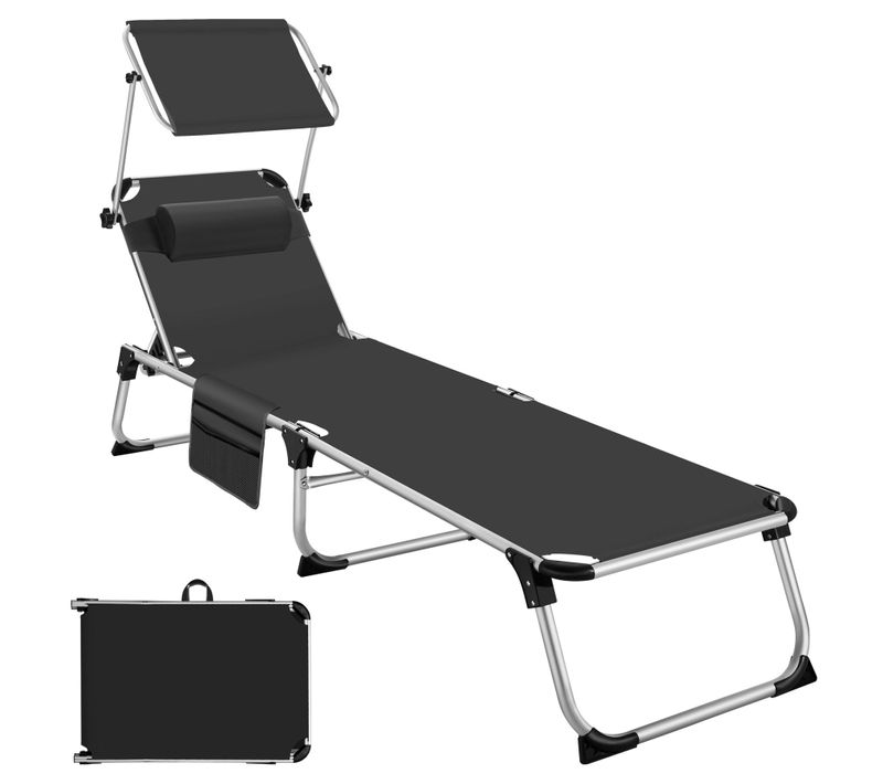 Chaise Longue En Aluminium Aurelie En Polychlorure De Vinyle, Aluminium Noir