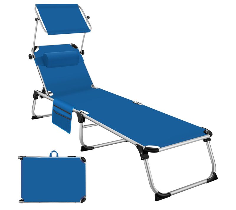 Chaise Longue En Aluminium Aurelie En Polychlorure De Vinyle, Aluminium Bleu