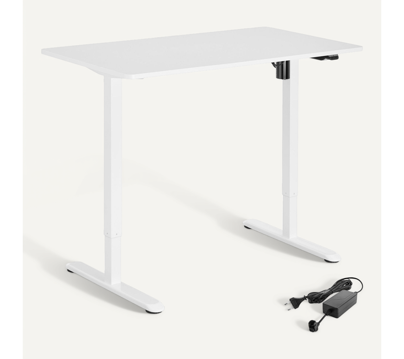 1 Bureau Réglable En Hauteur électriquement Skadi En Acier Enduit De Poudre Blanc