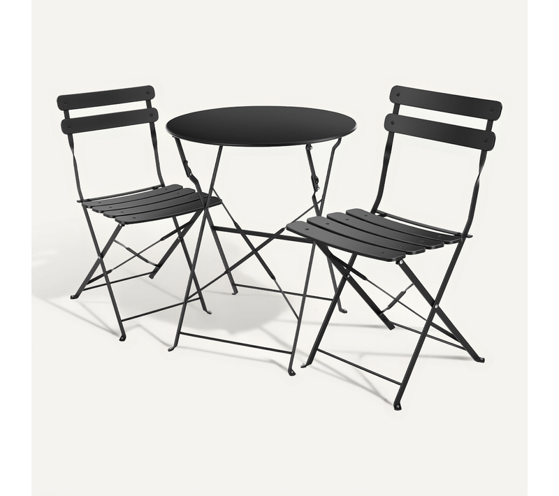 Ensemble Table Et Chaises Bistrot Noir 59 X 59 X 70.5 Cm
