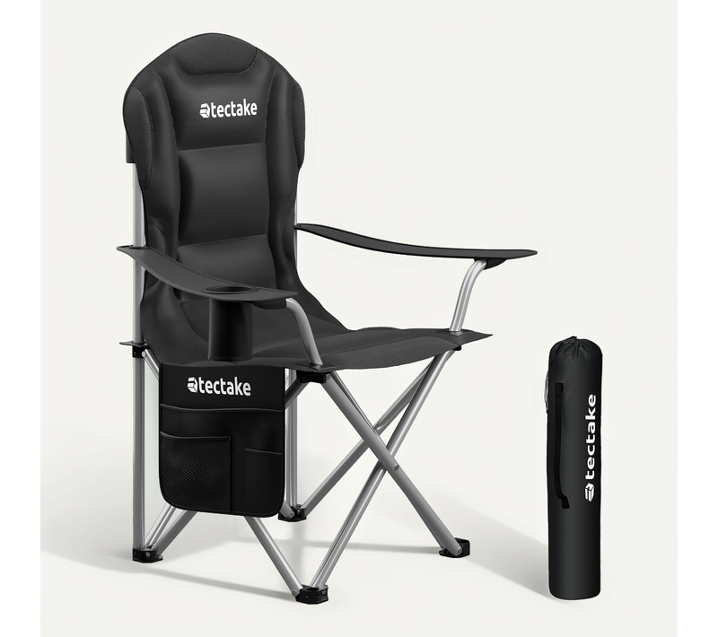 Chaise De Camping Rembourrée Mtx En Acier Enduit De Poudre Noir