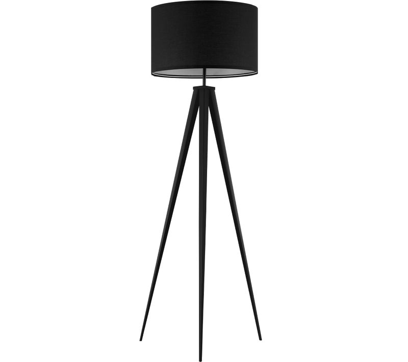 Lampadaire Abat-jour En Tissu Et Trépied Patins Doux Pour Le Sol Noir