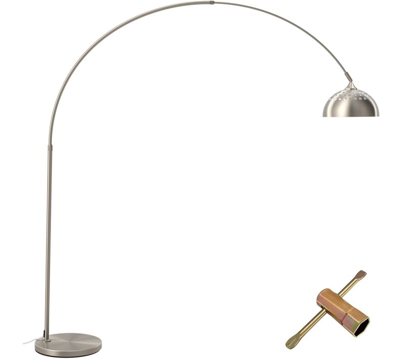 Lampe Arquée Sur Pied Arcus En Acier Nickel Mat