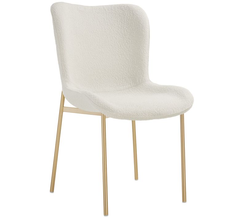 Par Pièce Chaise Rembourrée Tessa En Polyester Bouclette Blanc/doré