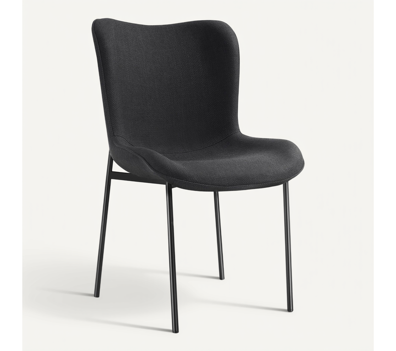 Par Pièce Chaise Rembourrée Tessa En Polyester Tissu Noir/noir
