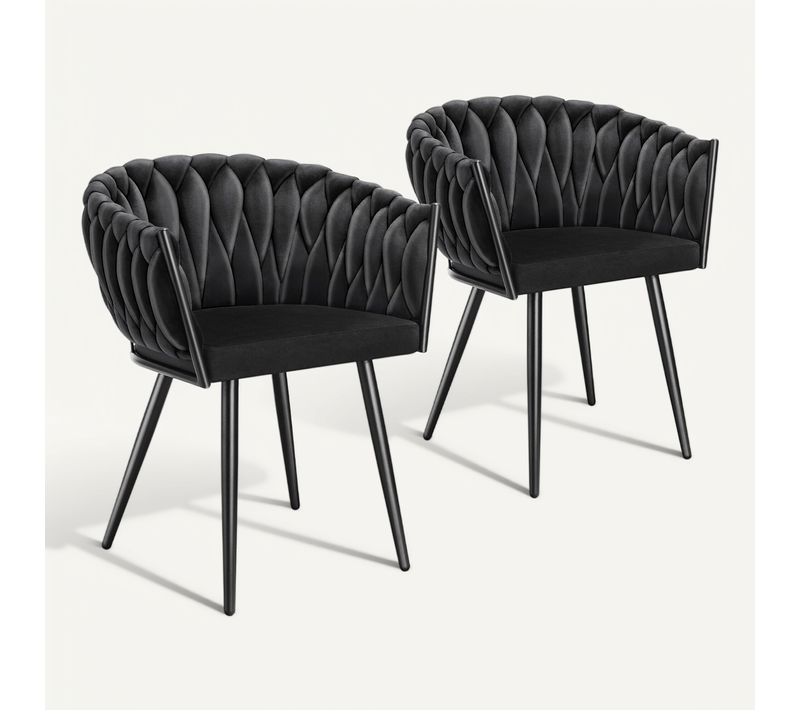 Lot De 2 Lot De Chaises De Salle À Manger Astano En Acier Enduit De Poudre/polyester Noir