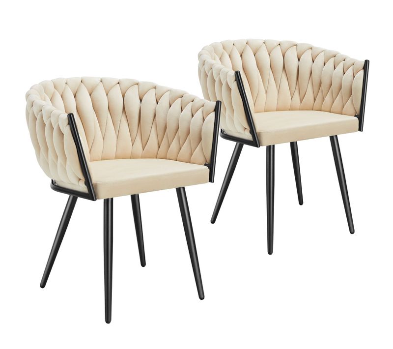 Lot 2 Chaises De Salle à Manger En Velours Design Noué Sables