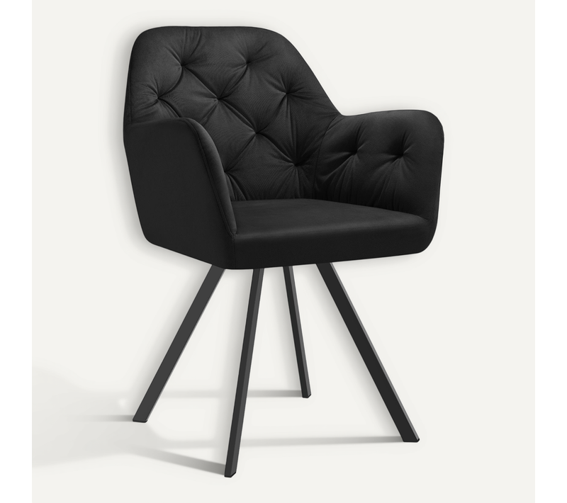 Par Pièce Fauteuil Pivotant En Velours Avec Accoudoirs Lucia En Polyester, Acier Noir