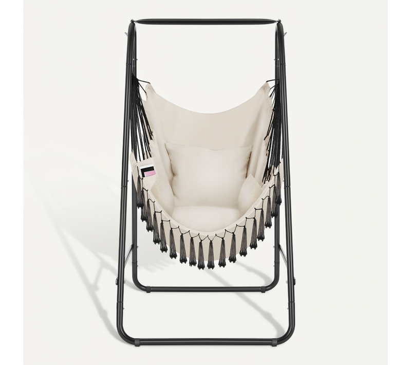 1 Fauteuil Suspendu Alison En Acier Enduit De Poudre/polyester Beige