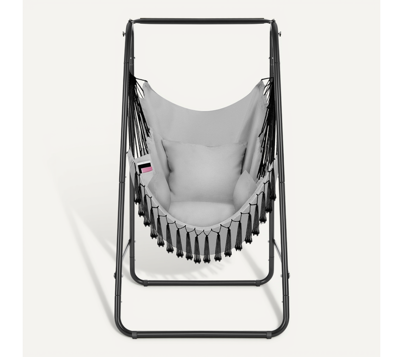 1 Fauteuil Suspendu Alison En Acier Enduit De Poudre/polyester Gris