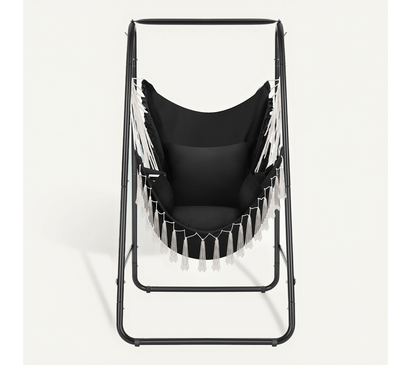 1 Fauteuil Suspendu Alison En Acier Enduit De Poudre/polyester Noir