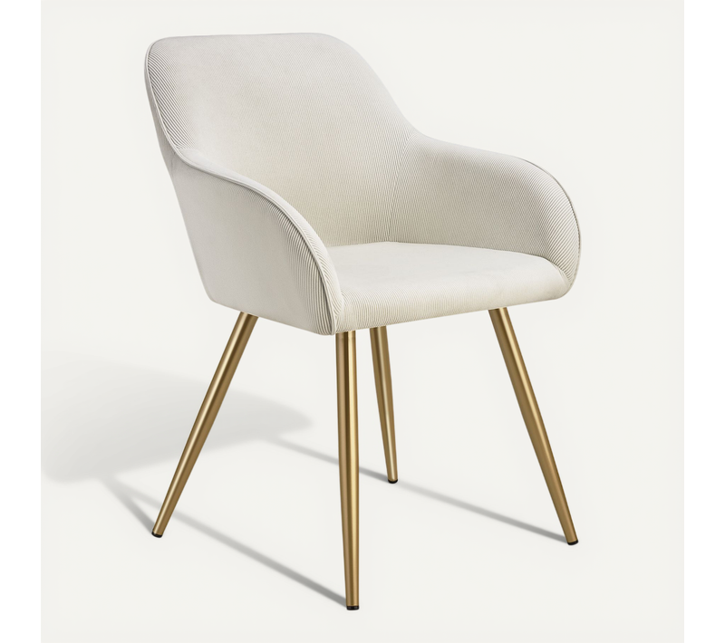 Par Pièce Chaise De Salle À Manger Marilyn En Polyester, Acier Crème/or