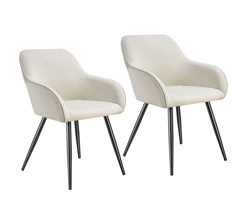 Lot De 2 Chaise De Salle À Manger Marilyn En Polyester, Acier Crème/noir