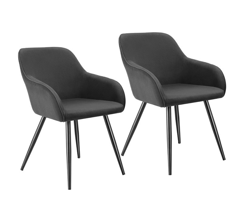 Lot 2 Chaises Élégantes Aspect Corde Forme Ergonomique Anthracite/noir