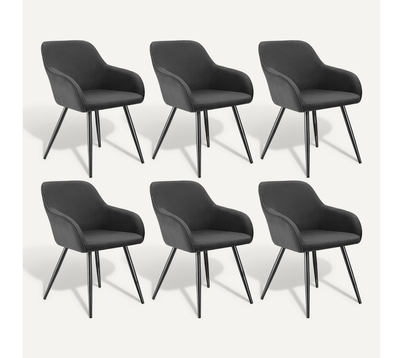 Lot De 6 Chaise De Salle À Manger Marilyn En Polyester, Acier Anthracite-noir