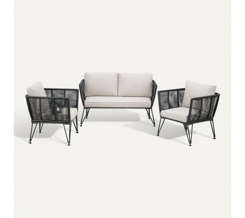 Salon De Jardin Sundo En Acier Enduit De Poudre Gris Anthracite