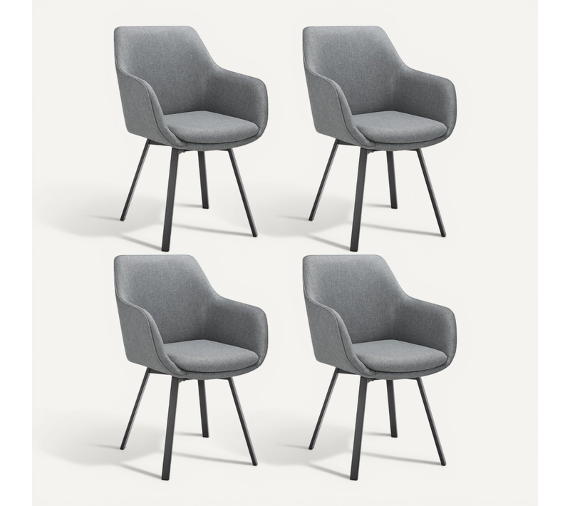 Lot De 4 Chaise Pivotante À Accoudoirs Alicon En Acier Enduit De Poudre/polyester Gris Anthracite