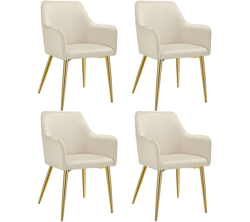 Lot De 4 Fauteuil Avane En Acier Enduit De Poudre Beige