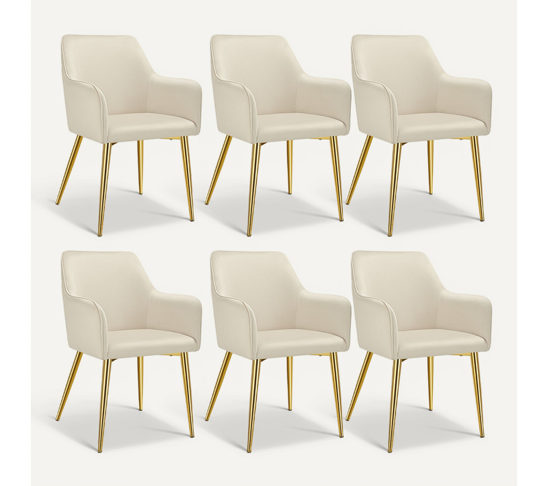 Lot De 6 Fauteuil Avane En Acier Enduit De Poudre Beige