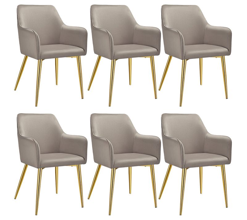 Lot De 6 Fauteuil Avane En Acier Enduit De Poudre Taupe