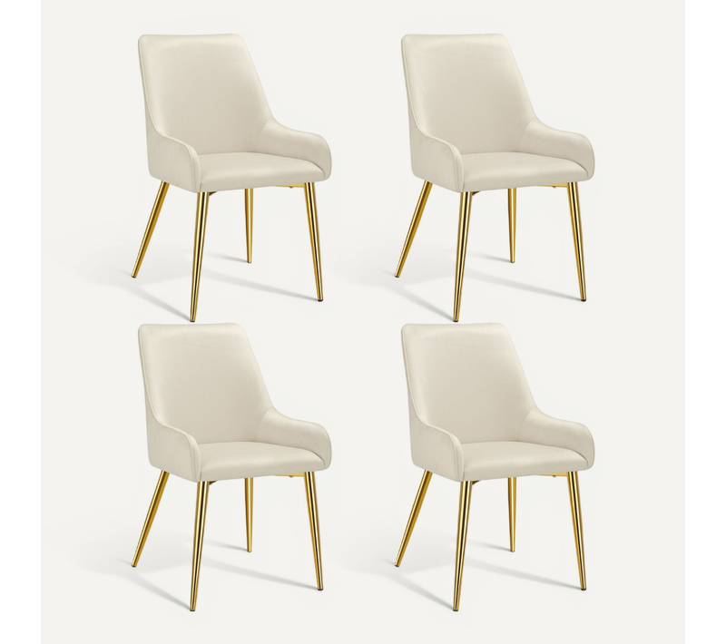 Lot De 4 Chaise Rembourrée Avane En Acier Enduit De Poudre Beige
