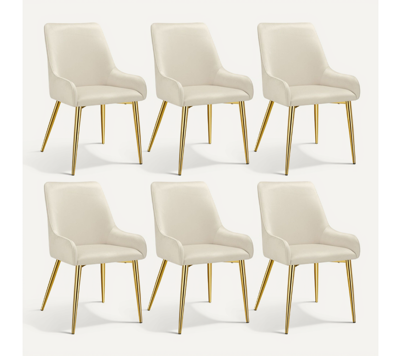 Lot De 6 Chaise Rembourrée Avane En Acier Enduit De Poudre Beige
