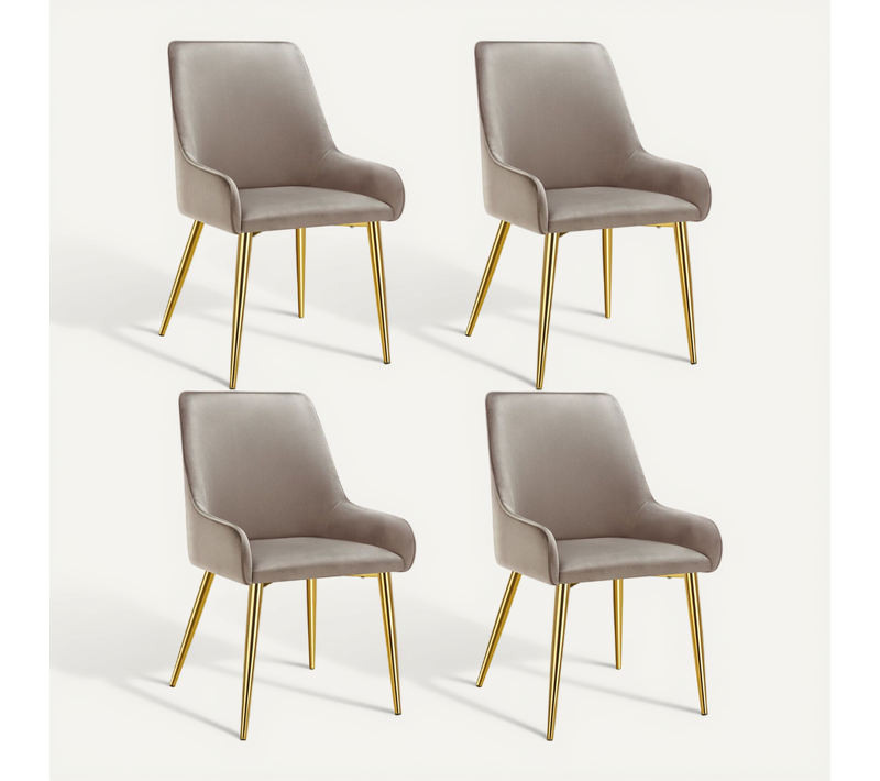 Lot De 4 Chaise Rembourrée Avane En Acier Enduit De Poudre Taupe