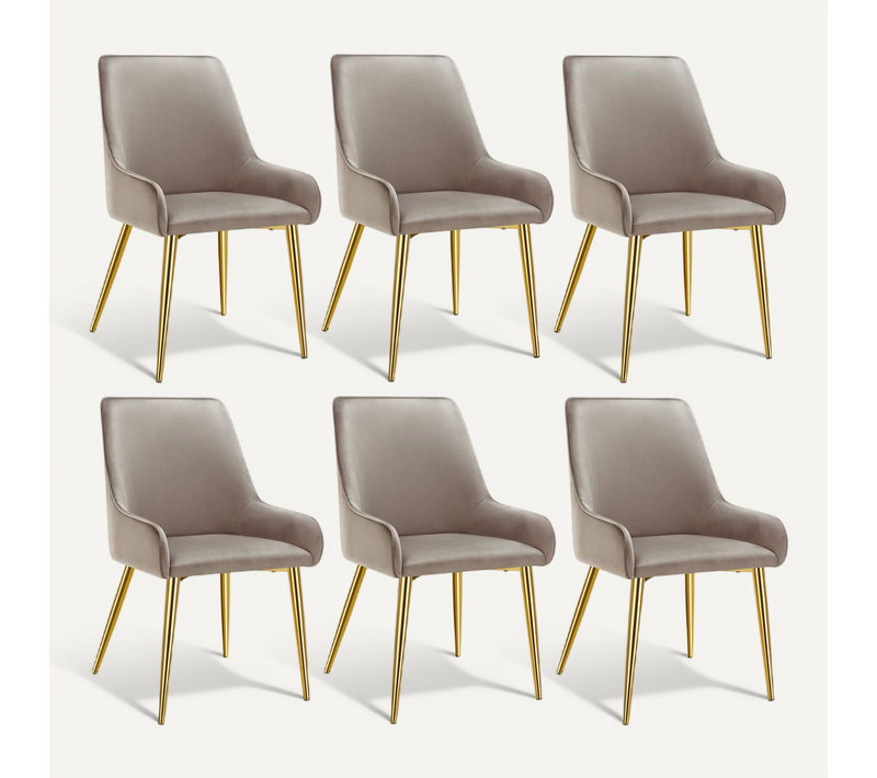 Lot De 6 Chaise Rembourrée Avane En Acier Enduit De Poudre Taupe