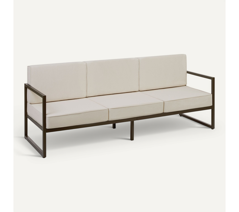 1 Canapé Lounge De Jardin Comosa En Polyester, Acier Marron/beige