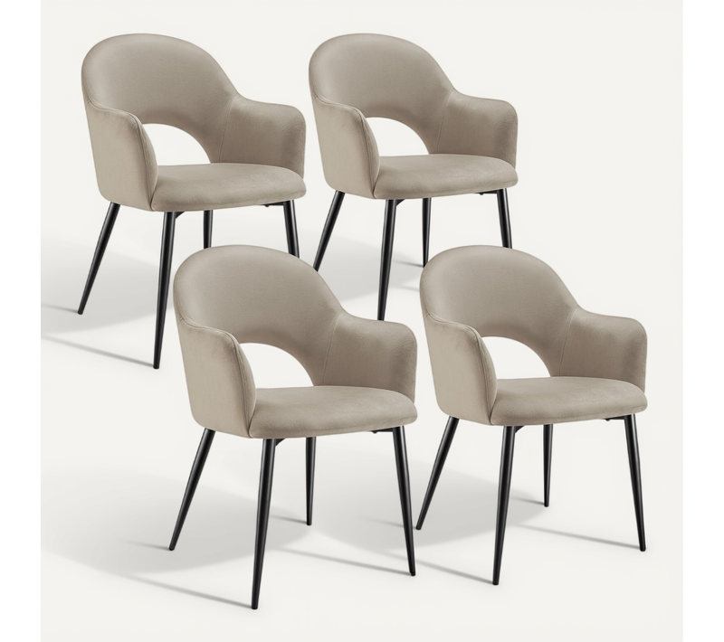 Lot De 4 Fauteuil Sachel En Polyester, Acier Taupe