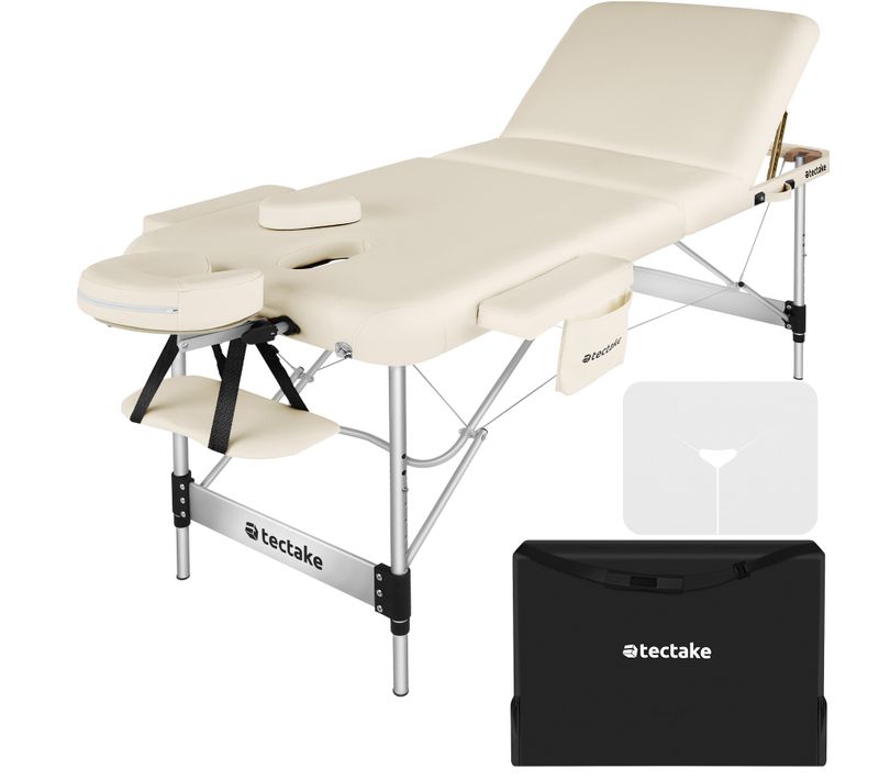 Table De Massage Pliante Largeur 70cm Réglable En Hauteur Beige