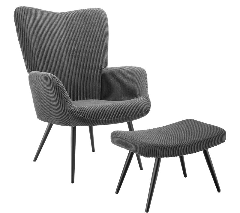 Fauteuil Rembourré Ergonomique Avec Tabouret Max 150 Kg Gris/noir