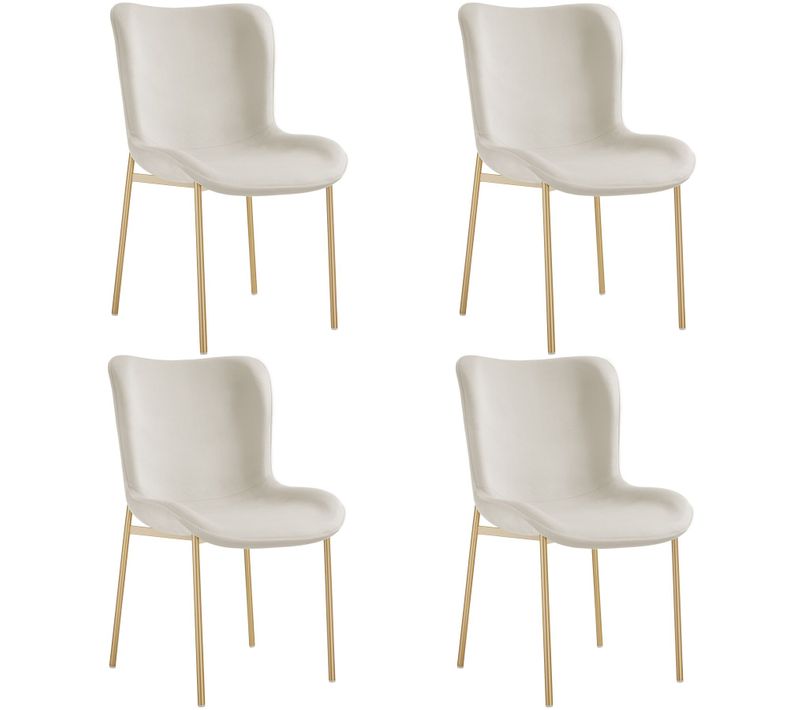 Lot de 4 Chaises Rembourrées Tessa - Velours Beige/doré