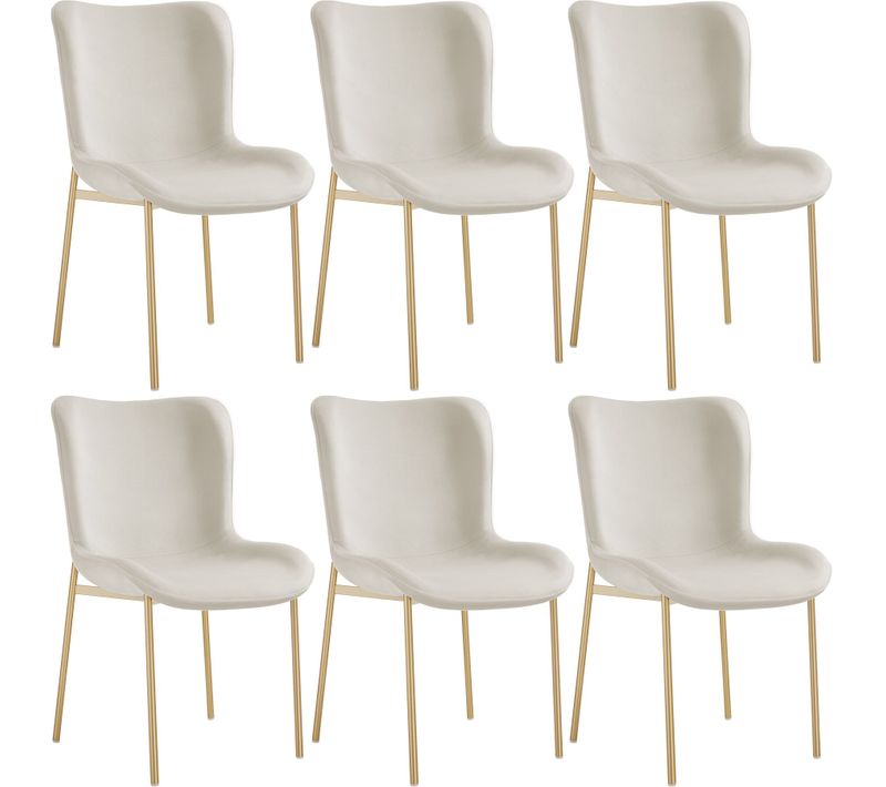 Lot De 6 Chaise Rembourrée Tessa En Polyester Aspect Velours Beige/doré