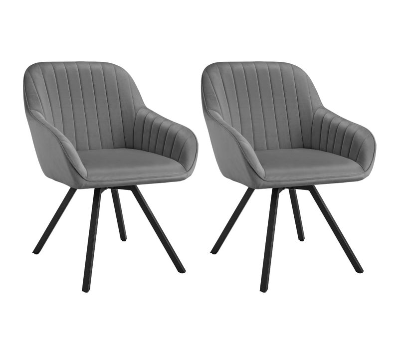 Lot De 2 Chaise Pivotante Avec Accoudoirs Snug En Acier Enduit De Poudre/polyester Gris