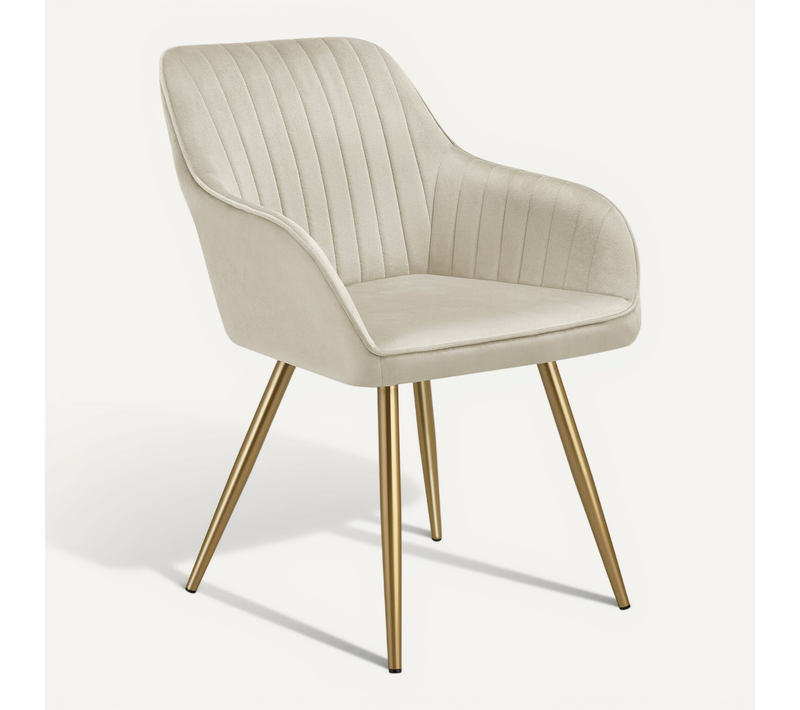 Par Pièce Chaise De Salle À Manger Marilyn En Polyester, Acier Crème/or