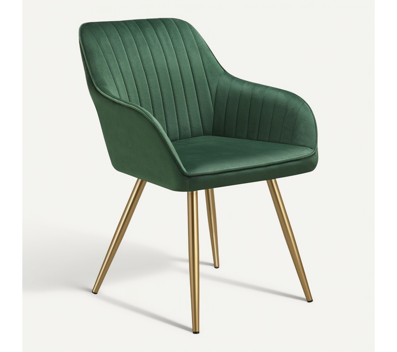 Par Pièce Chaise De Salle À Manger Marilyn En Polyester, Acier Vert Foncé/or