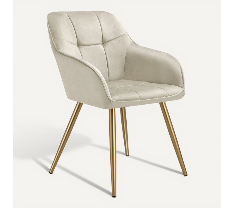 Chaise De Salle à Manger Marilyn En Polyester, Acier Crème/or