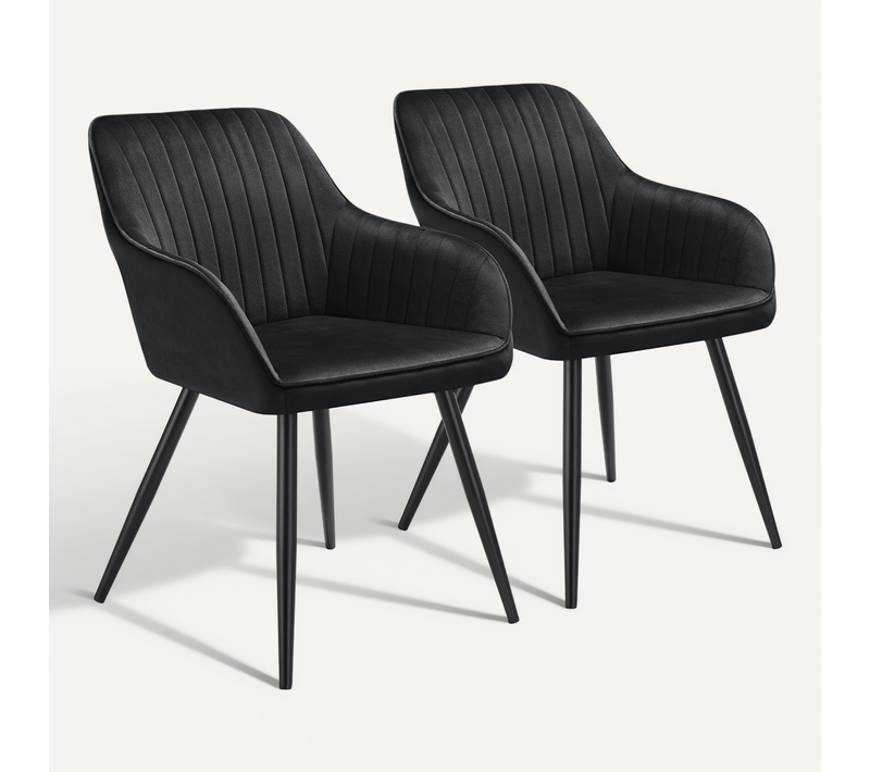 Lot De 2 Chaise De Salle À Manger Marilyn En Acier Noir/noir