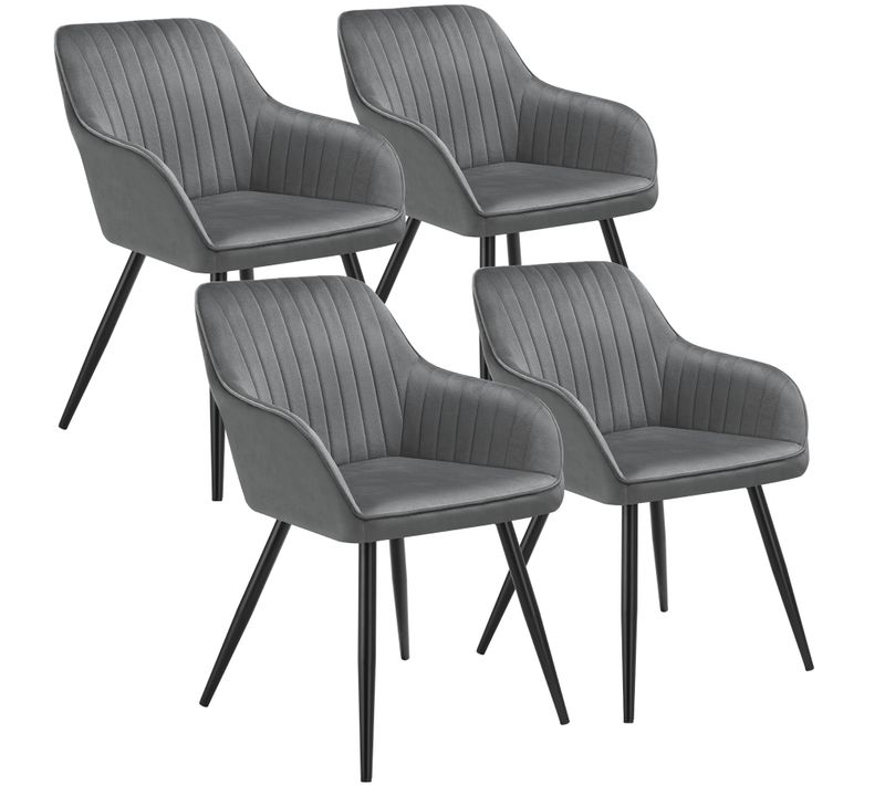 Lot De 4 Chaise De Salle À Manger Marilyn En Acier Gris/noir