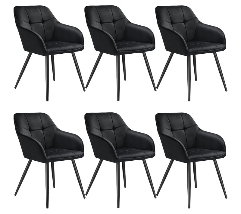 Lot De 6 Chaise De Salle À Manger Marilyn En Polyester, Acier Noir/noir