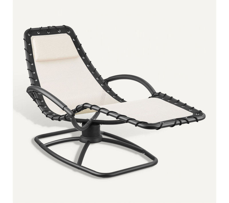 Chaise Longue De Jardin Toulon En Acier Enduit De Poudre Beige