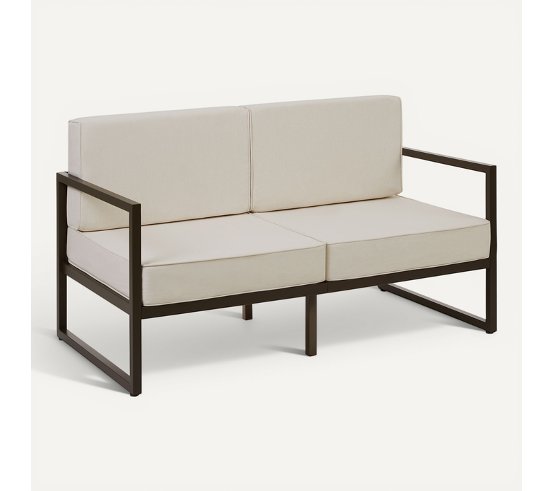 1 Canapé Lounge De Jardin Comosa En Polyester, Acier Marron/beige