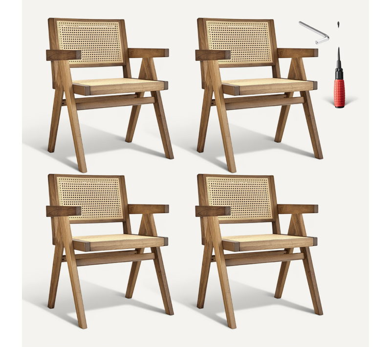 Lot De 4 Fauteuil Avec Accoudoirs Lissy En Bois Chêne Clair