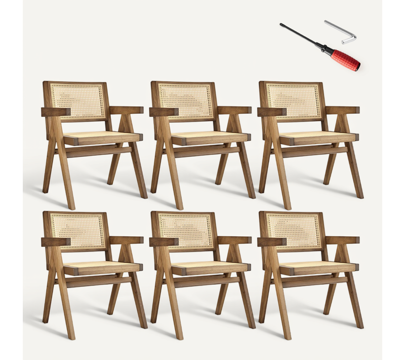 Lot De 6 Fauteuil Avec Accoudoirs Lissy En Bois Chêne Clair