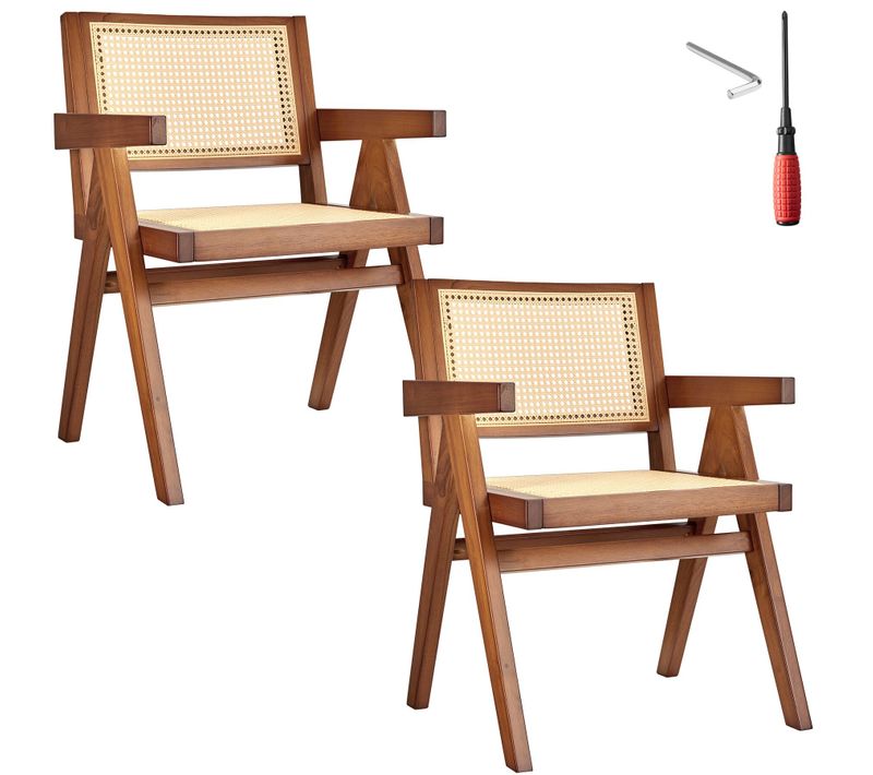 Lot De 2 Fauteuil Avec Accoudoirs Lissy En Bois Chêne Foncé