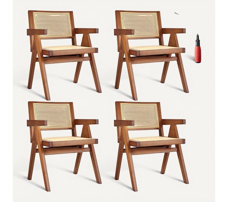 Lot De 4 Fauteuil Avec Accoudoirs Lissy En Bois Chêne Foncé