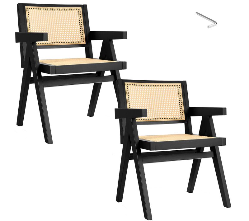 Lot De 2 Fauteuil Avec Accoudoirs Lissy En Bois Noir