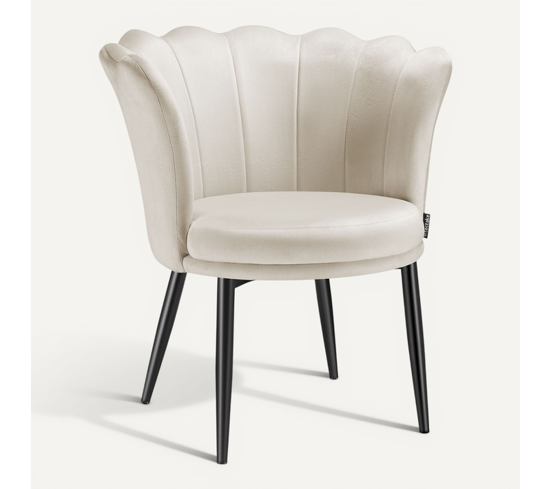 1 Fauteuil Stella En Acier Enduit De Poudre Velours Crème/noir